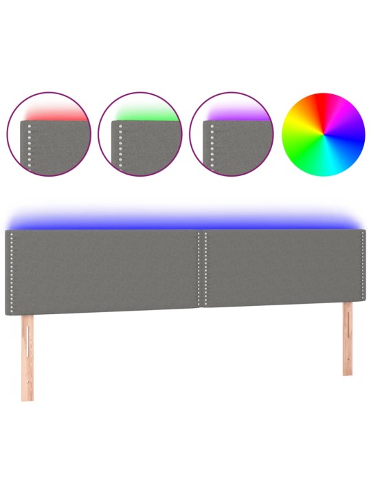 Čelo postele s LED tmavě šedé 160x5x78/88 cm textil