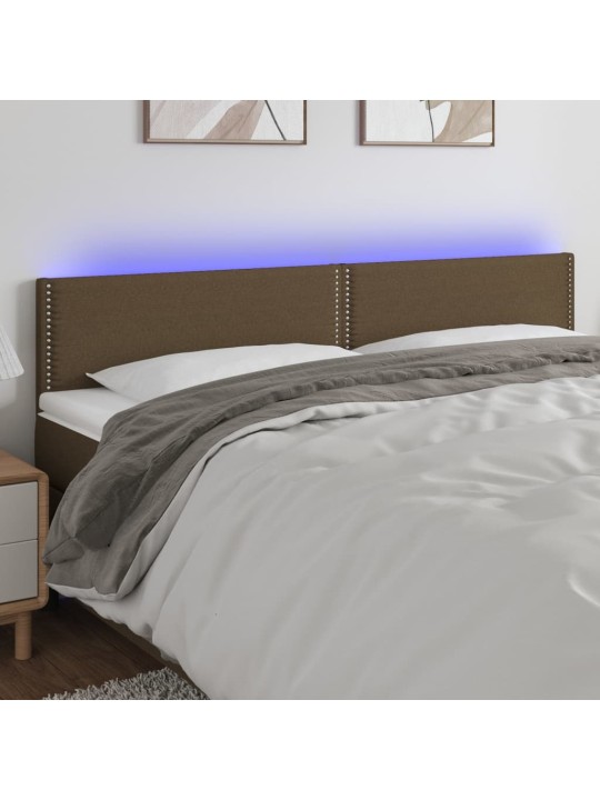 Čelo postele s LED tmavě hnědé 160x5x78/88 cm textil