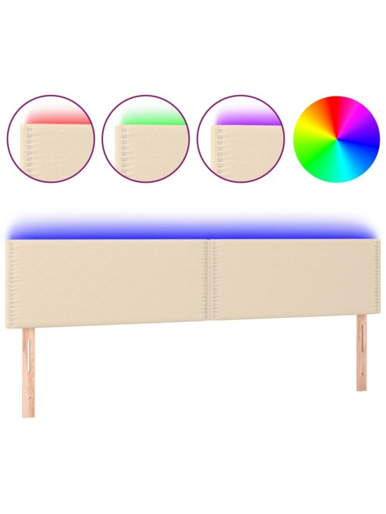 Čelo postele s LED krémové 160x5x78/88 cm textil