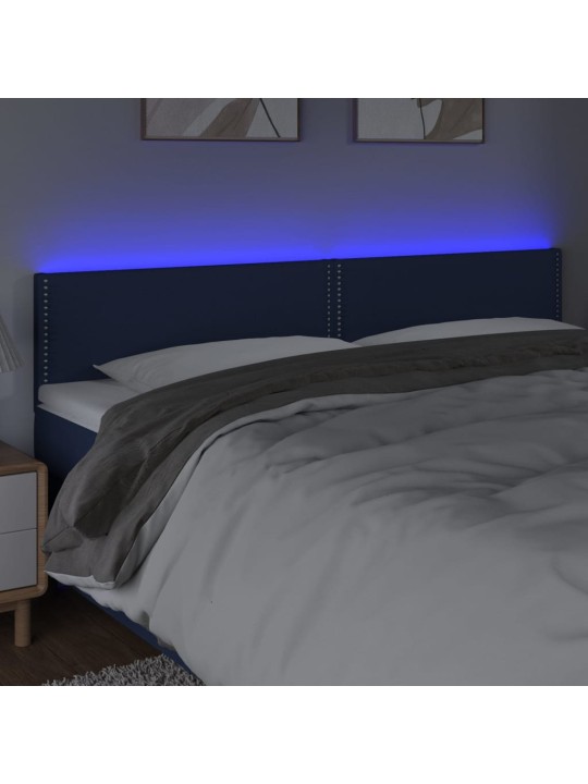 Čelo postele s LED modré 180x5x78/88 cm textil