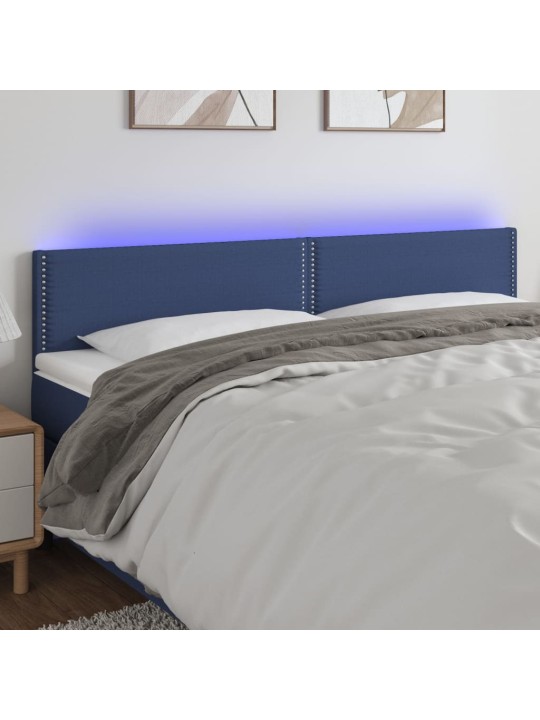Čelo postele s LED modré 180x5x78/88 cm textil