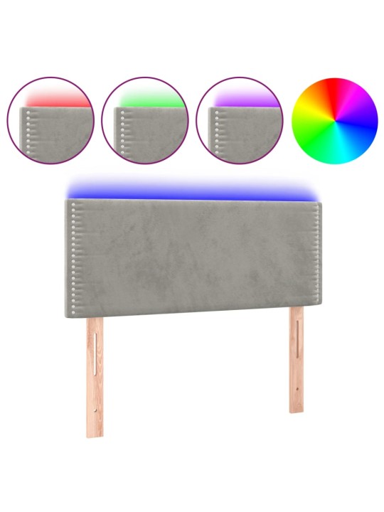 Čelo postele s LED světle šedé 80 x 5 x 78/88 cm samet