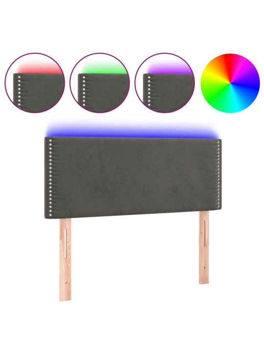Čelo postele s LED tmavě šedé 80 x 5 x 78/88 cm samet