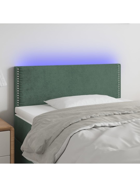 Čelo postele s LED tmavě zelené 90x5x78/88 cm samet