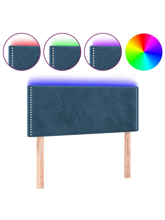 Čelo postele s LED tmavě modré 90x5x78/88 cm samet