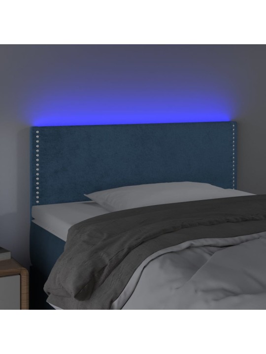 Čelo postele s LED tmavě modré 90x5x78/88 cm samet