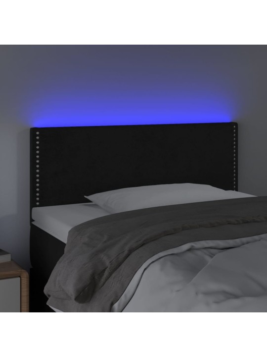 Čelo postele s LED černé 100x5x78/88 cm samet