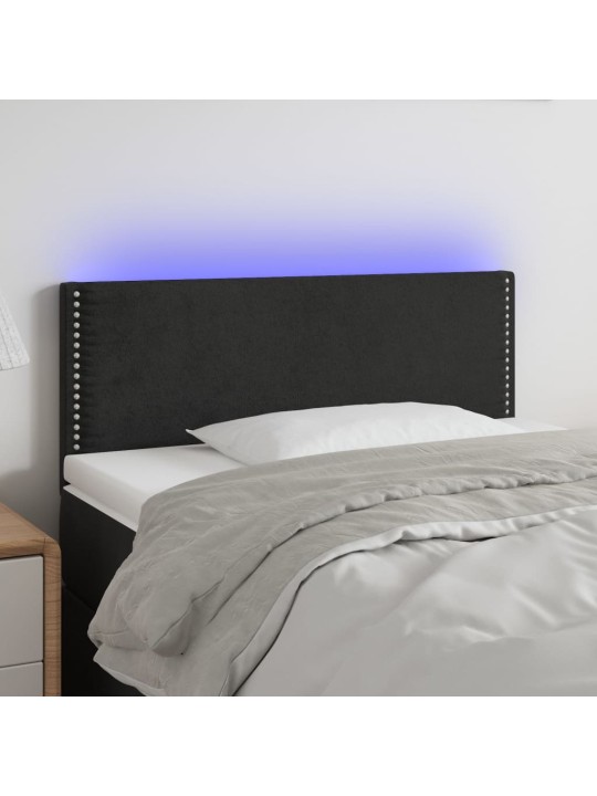 Čelo postele s LED černé 100x5x78/88 cm samet