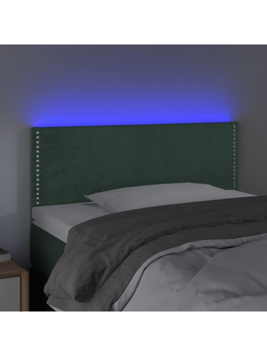 Čelo postele s LED tmavě zelené 100x5x78/88 cm samet