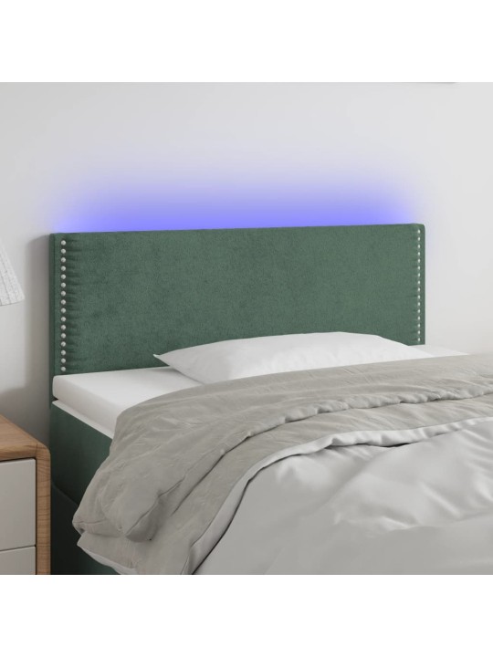 Čelo postele s LED tmavě zelené 100x5x78/88 cm samet