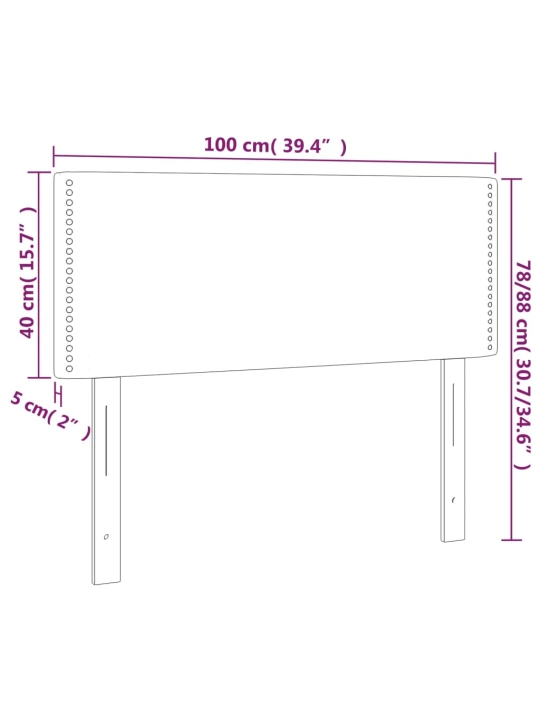 Čelo postele s LED tmavě modré 100x5x78/88 cm samet