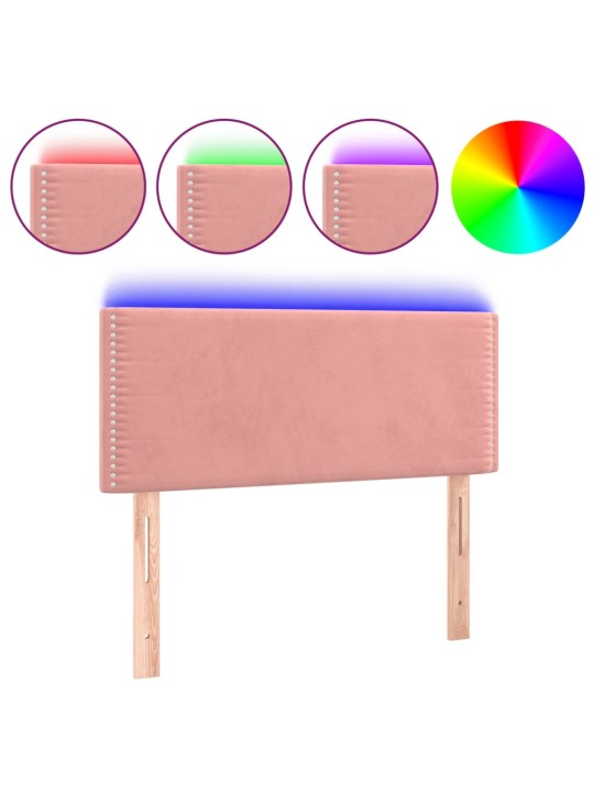 Čelo postele s LED růžové 100x5x78/88 cm samet