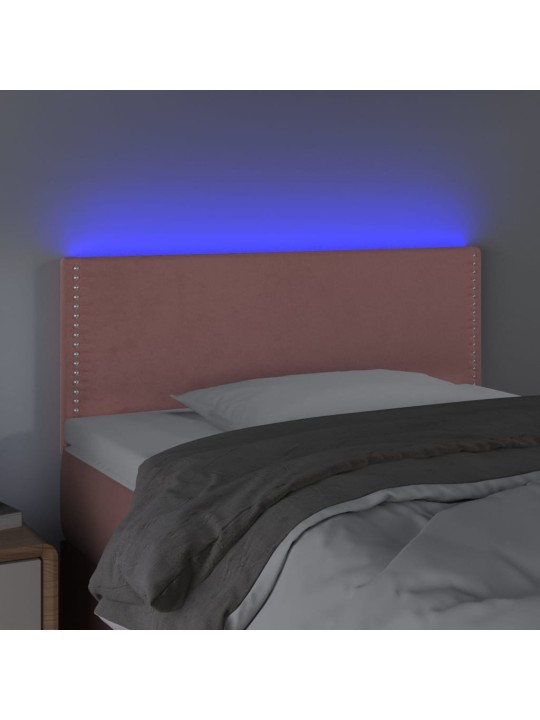 Čelo postele s LED růžové 100x5x78/88 cm samet
