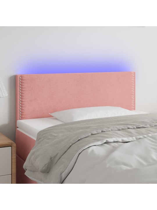 Čelo postele s LED růžové 100x5x78/88 cm samet