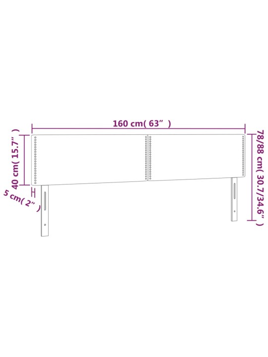 Čelo postele s LED světle šedé 160x5x78/88 cm samet
