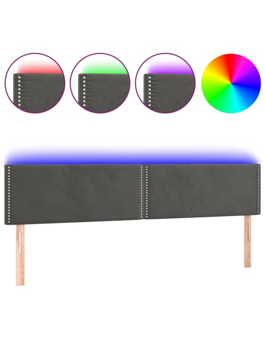 Čelo postele s LED tmavě šedé 160x5x78/88 cm samet