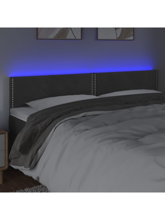 Čelo postele s LED tmavě šedé 160x5x78/88 cm samet