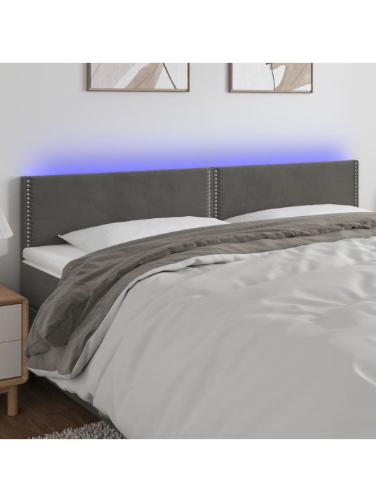 Čelo postele s LED tmavě šedé 160x5x78/88 cm samet