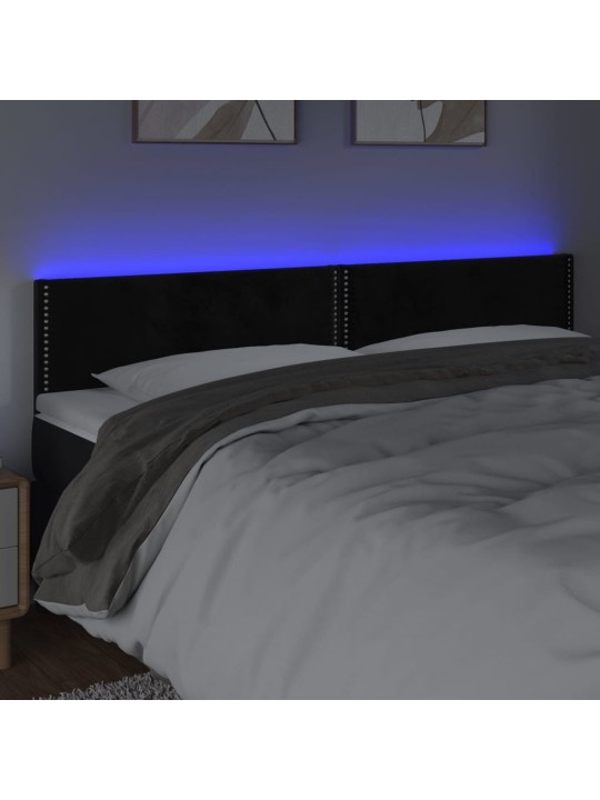 Čelo postele s LED černé 160x5x78/88 cm samet