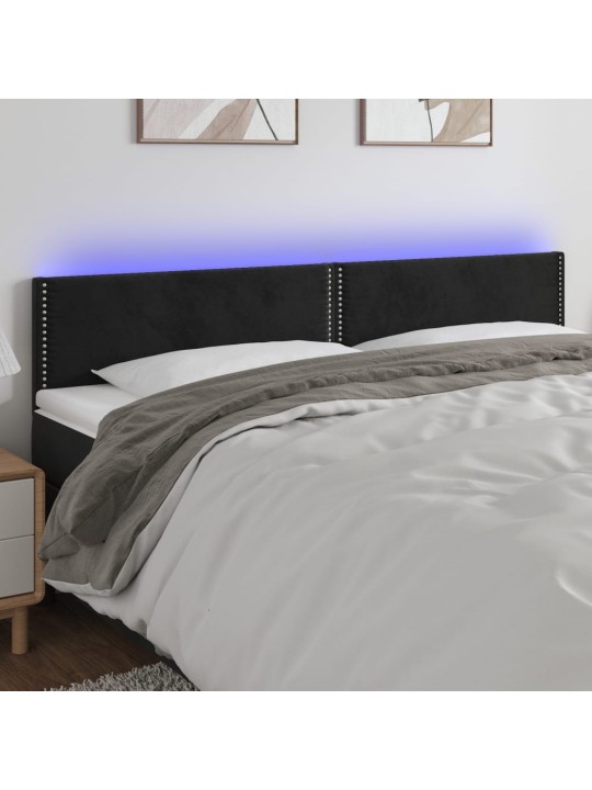Čelo postele s LED černé 160x5x78/88 cm samet