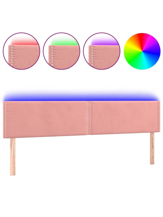 Čelo postele s LED růžové 160x5x78/88 cm samet