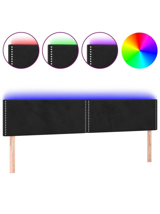 Čelo postele s LED černé 180x5x78/88 cm samet