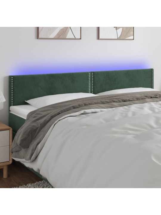 Čelo postele s LED tmavě zelené 180x5x78/88 cm samet