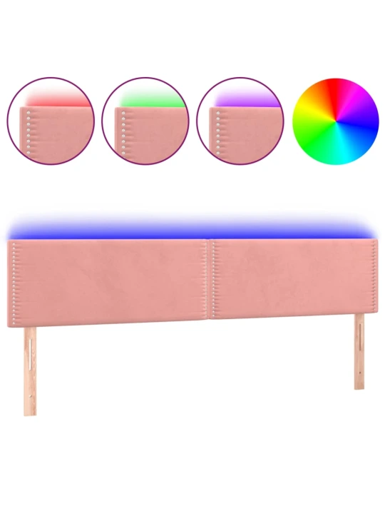 Čelo postele s LED růžové 180x5x78/88 cm samet