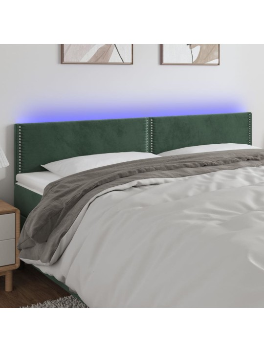 Čelo postele s LED tmavě zelené 200x5x78/88 cm samet