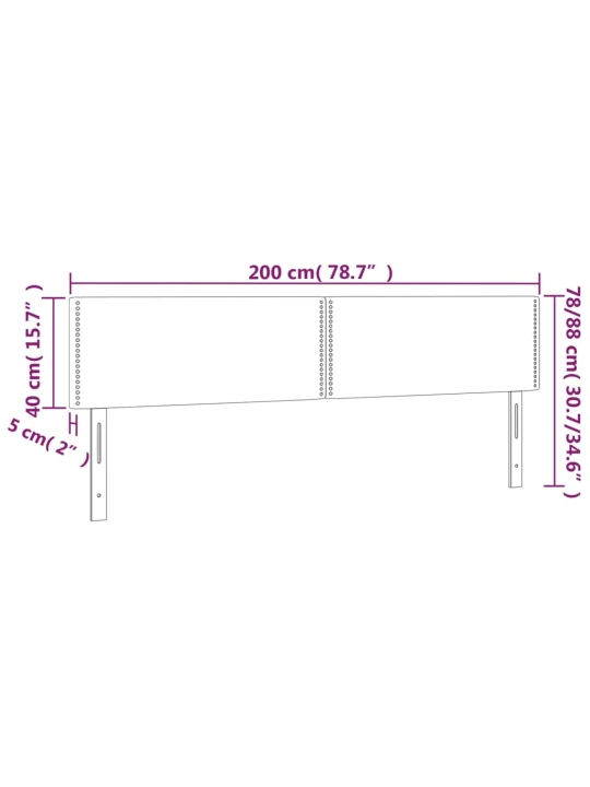 Čelo postele s LED tmavě modré 200x5x78/88 cm samet