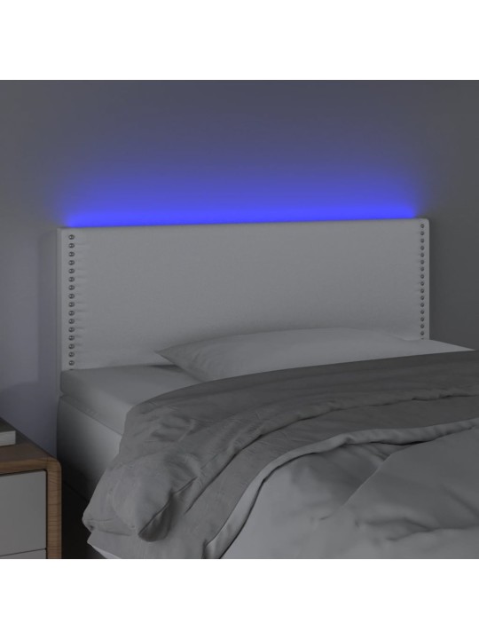 Čelo postele s LED bílé 80 x 5 x 78/88 cm umělá kůže