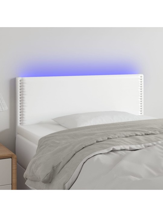 Čelo postele s LED bílé 100x5x78/88 cm umělá kůže