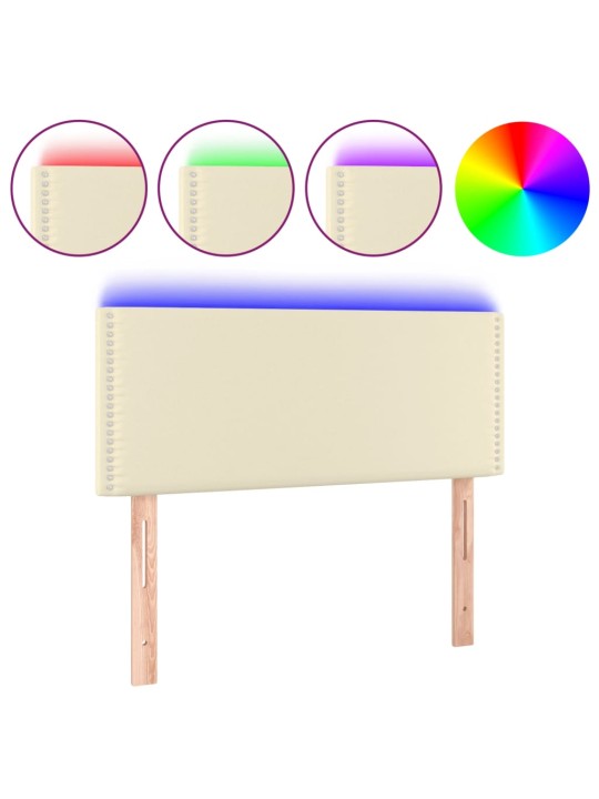 Čelo postele s LED krémové 100x5x78/88 cm umělá kůže