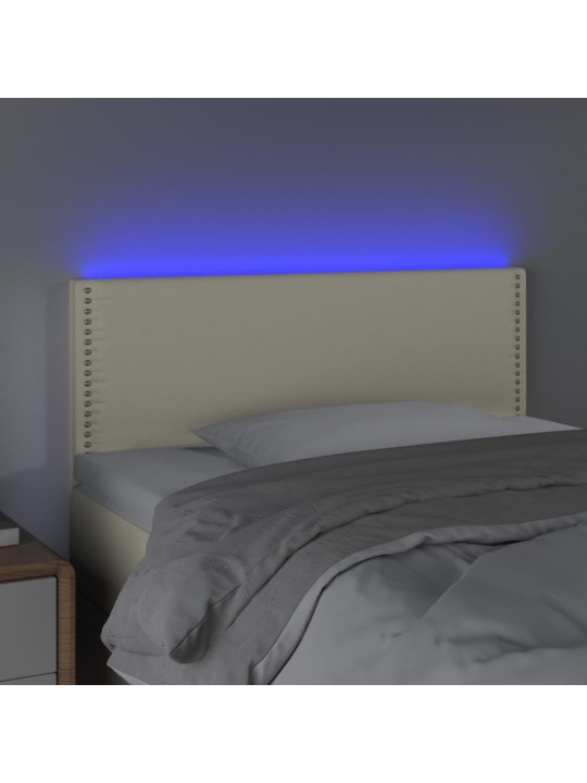 Čelo postele s LED krémové 100x5x78/88 cm umělá kůže