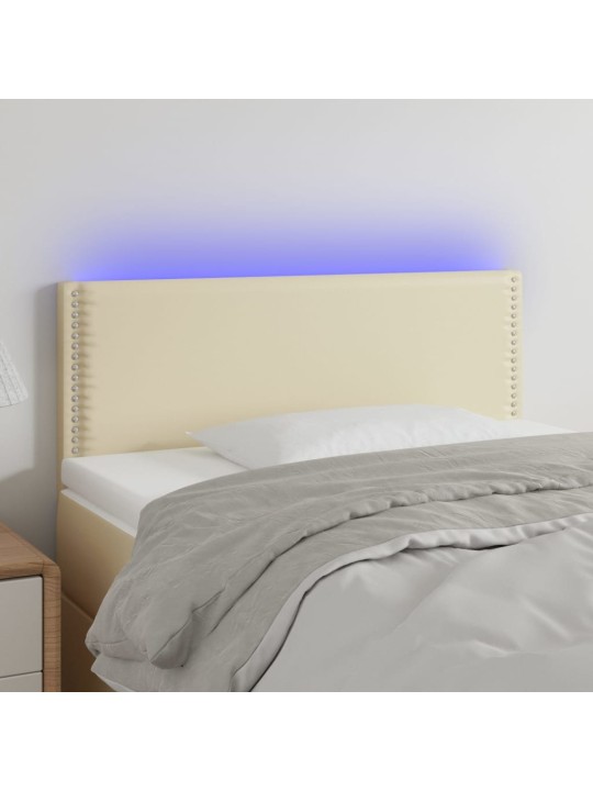 Čelo postele s LED krémové 100x5x78/88 cm umělá kůže