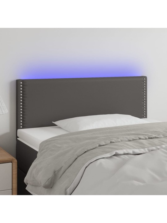 Čelo postele s LED šedé 100x5x78/88 cm umělá kůže