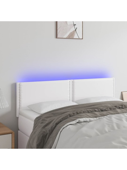 Čelo postele s LED bílé 144x5x78/88 cm umělá kůže