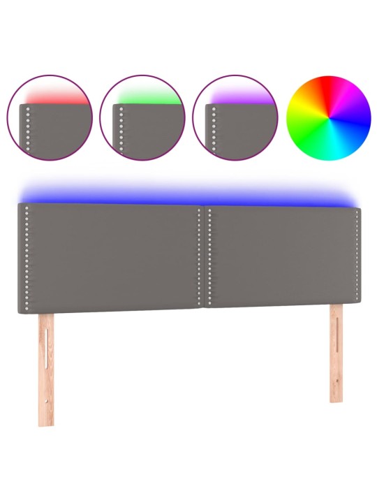 Čelo postele s LED šedé 144x5x78/88 cm umělá kůže