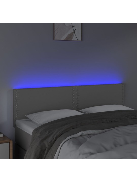 Čelo postele s LED šedé 144x5x78/88 cm umělá kůže