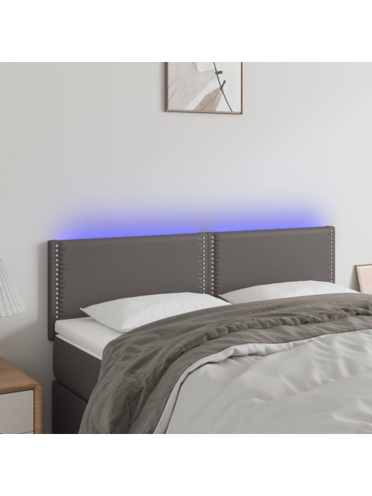 Čelo postele s LED šedé 144x5x78/88 cm umělá kůže