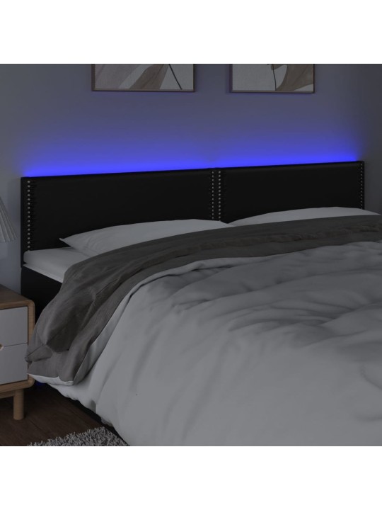 Čelo postele s LED černé 160x5x78/88 cm umělá kůže
