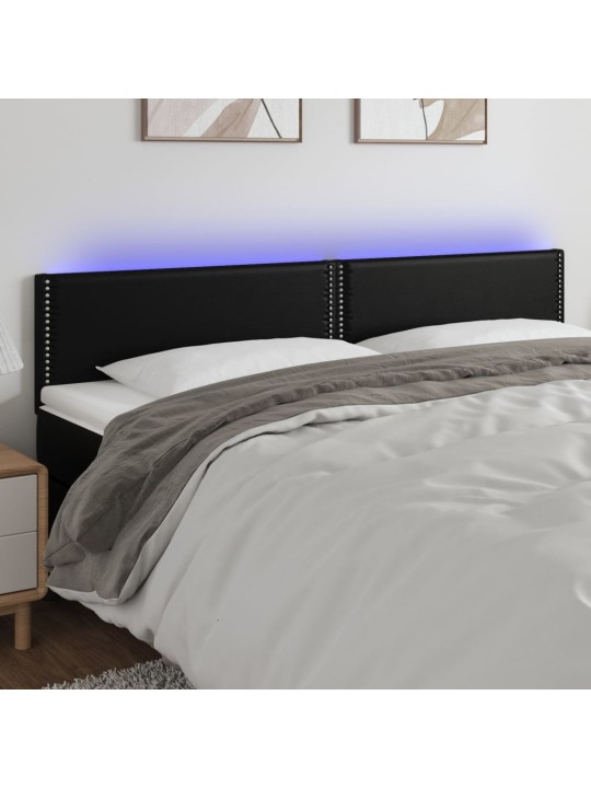 Čelo postele s LED černé 160x5x78/88 cm umělá kůže