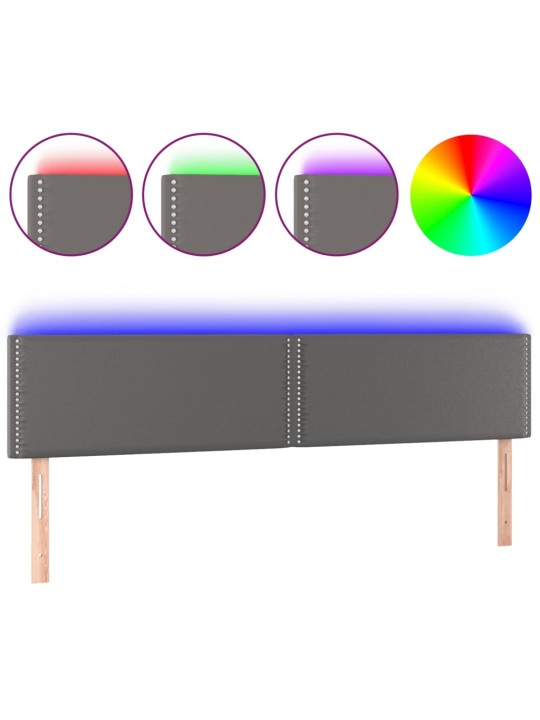 Čelo postele s LED šedé 160x5x78/88 cm umělá kůže