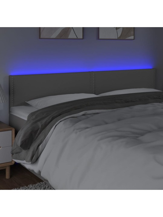 Čelo postele s LED šedé 160x5x78/88 cm umělá kůže
