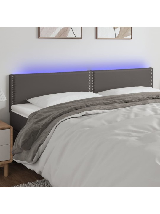 Čelo postele s LED šedé 160x5x78/88 cm umělá kůže