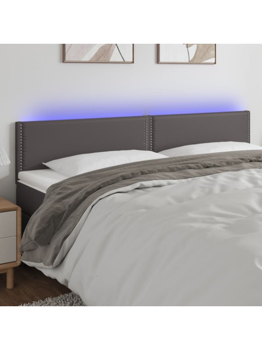 Čelo postele s LED šedé 180x5x78/88 cm umělá kůže