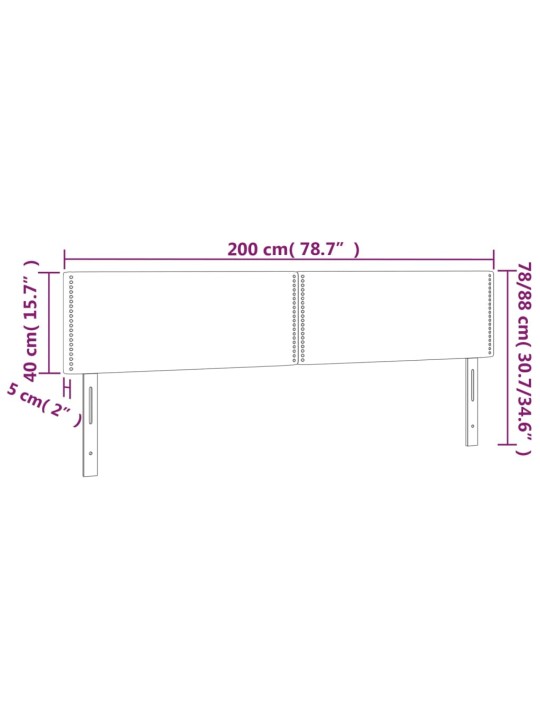 Čelo postele s LED cappuccino 200x5x78/88 cm umělá kůže
