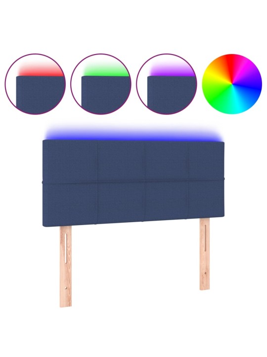 Čelo postele s LED modré 80 x 5 x 78/88 cm textil