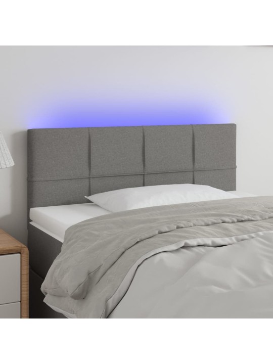 Čelo postele s LED tmavě šedé 100x5x78/88 cm textil