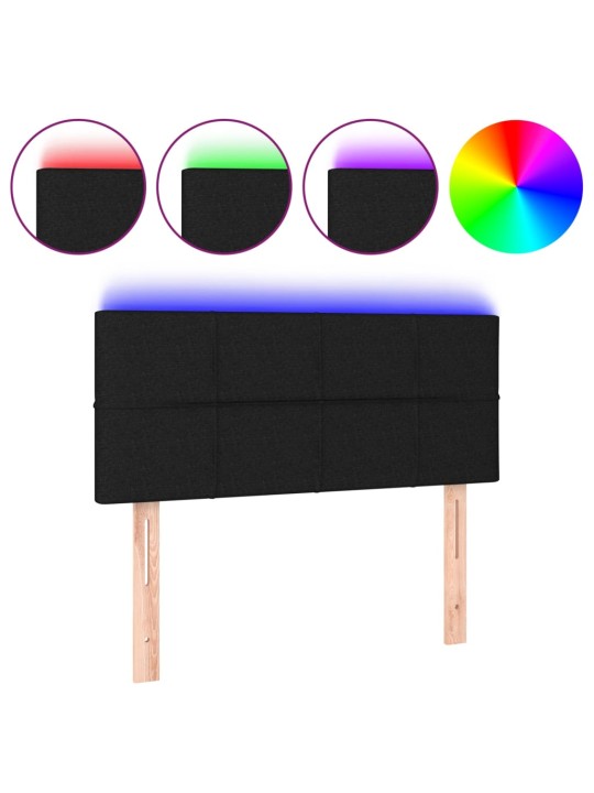 Čelo postele s LED černé 100x5x78/88 cm textil
